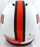 Ray Lewis Autographed Miami Hurricanes F/S Riddell Lunar Speed Authentic Helmet-Beckett W Hologram *Orange Image 3