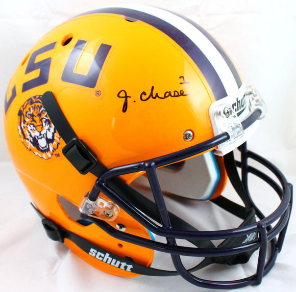 Ja'Marr Chase Autographed LSU Tigers F/S Schutt Helmet-Beckett W Hologram *Black Image 1