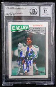 1987 Topps #296 Randall Cunningham Auto Philadelphia Eagles BAS Autograph 10  Image 1