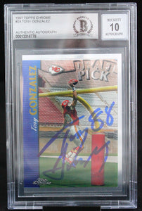 1997 Topps Chrome #24 Tony Gonzalez Auto Kansas City Chiefs BAS Autograph 10  Image 1