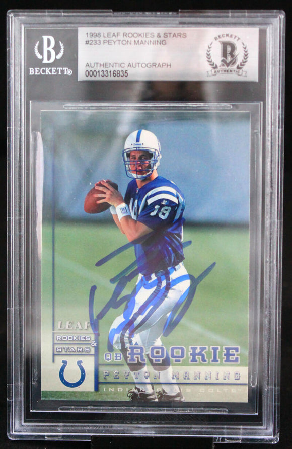 1998 Leaf Rookies and Stars #233 Peyton Manning Colts Autograph Beckett Auth Image 1