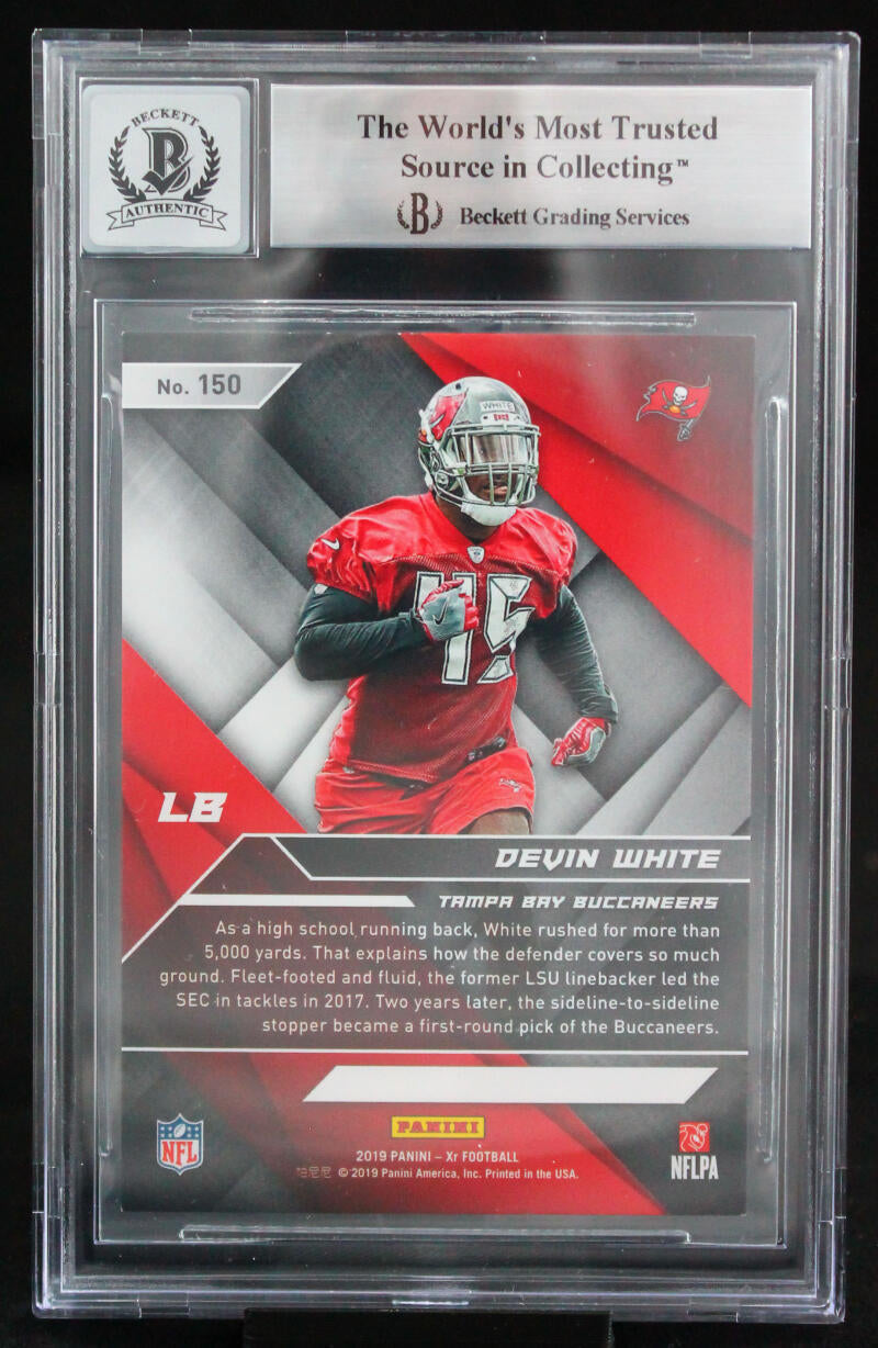 2019 Panini XR Red #150 Devin White Auto Tampa Bay Buccaneers BAS