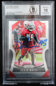 2019 Panini Prizm #312 Devin White Auto Tampa Bay Buccaneers BAS Autograph 10  Image 1