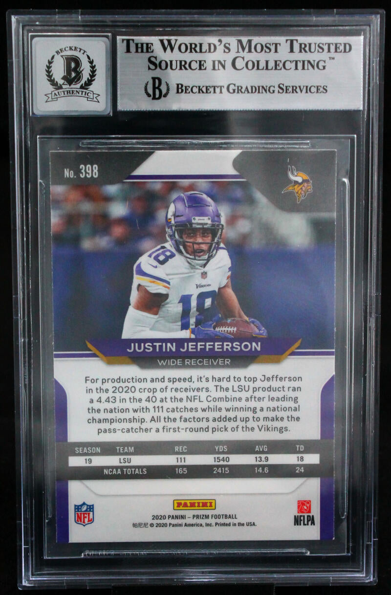 Justin Jefferson Signed 2020 Panini Prizm #398A RC Card Auto 10