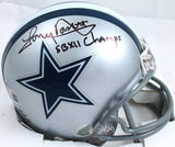 Tony Dorsett Autographed Dallas Cowboys Mini Helmet w/SB Champs- Beckett W Hologram *Black Image 1