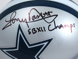 Tony Dorsett Autographed Dallas Cowboys Mini Helmet w/SB Champs- Beckett W Hologram *Black Image 2
