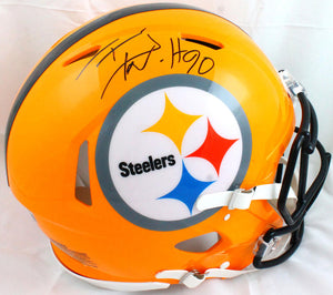 TJ Watt Autographed Pittsburgh Steelers F/S Yellow Speed Authentic Helmet-Beckett W Hologram *Black Image 1