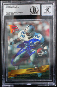 1993 Wild Card #87 Emmitt Smith Auto Dallas Cowboys BAS Autograph 10  Image 1