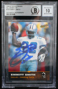 1996-97 Score Board All Sport PPF #126 Emmitt Smith Cowboys BAS Autograph 10  Image 1