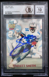 1992 Pro Set #1 Emmitt Smith Auto Dallas Cowboys BAS Autograph 10  Image 1