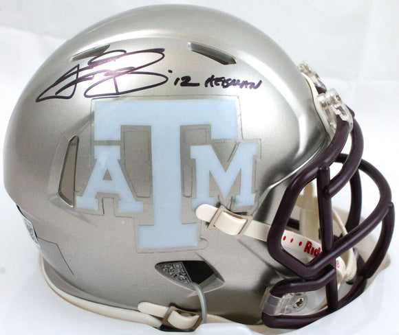 Johnny Manziel Autographed TX A&M Flash Speed Mini Helmet w/Insc.-Beckett W Hologram*Black Image 1