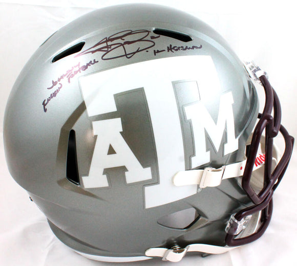 Johnny Manziel Autographed Texas A&M Flash Speed F/S Helmet w/2 Insc-Beckett W Hologram *Black Image 1