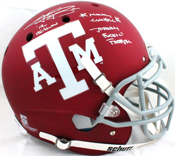 Johnny Manziel Autographed Texas A&M Schutt F/S Authentic Helmet W/3 Insc-Beckett W Hologram *White Image 1