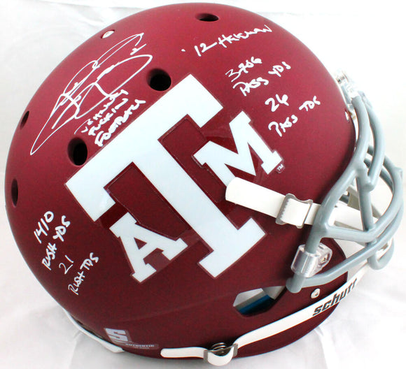 Johnny Manziel Autographed Texas A&M Schutt F/S Authentic Helmet W/6 Insc-Beckett W Hologram *White Image 1