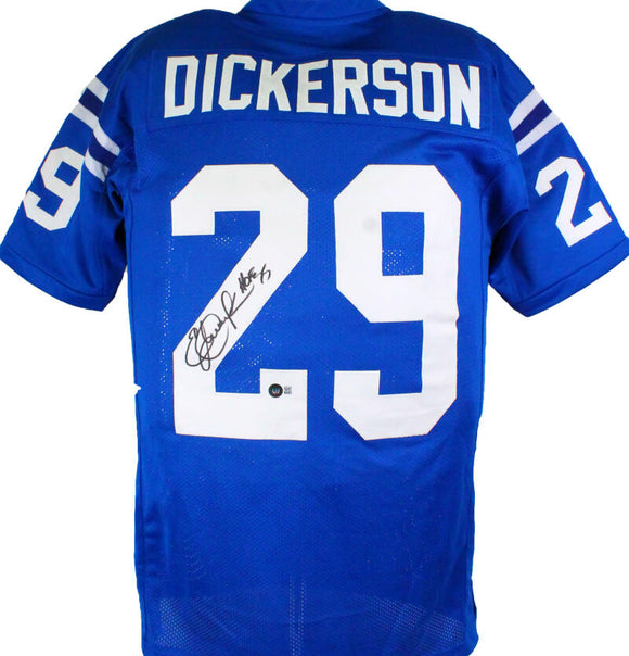 The Jersey Source Autographs Eric Dickerson Signed Blue/Yellow Pro Style Jersey w/ HOF-Beckett W Hologram