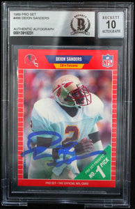 1989 Pro Set #486 Deion Sanders Auto Atlanta Falcons BAS Autograph 10  Image 1