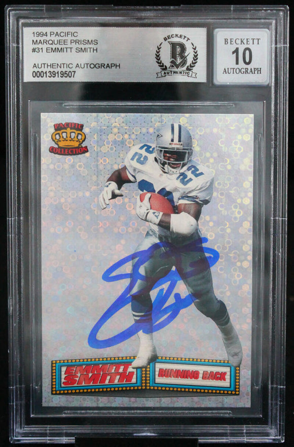 1994 Pacific Marquee Prisms #31 Emmitt Smith Auto Cowboys BAS Autograph 10 Image 1