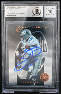 1997 Pinnacle Certified #1 Emmitt Smith Auto Dallas Cowboys BAS Autograph 10  Image 1