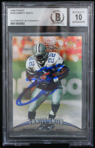 1998 Finest #160 Emmitt Smith Auto Dallas Cowboys BAS Autograph 10  Image 1