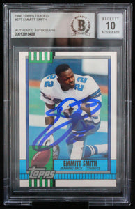 1990 Topps Traded #27T Emmitt Smith Auto Dallas Cowboys BAS Autograph 10  Image 1