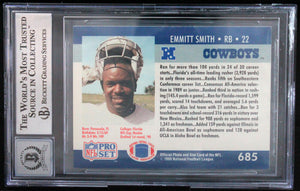 1990 Pro Set #685 Emmitt Smith Auto Dallas Cowboys BAS Autograph 10  Image 2