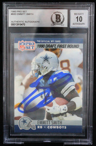 1990 Pro Set #685 Emmitt Smith Auto Dallas Cowboys BAS Autograph 10  Image 1