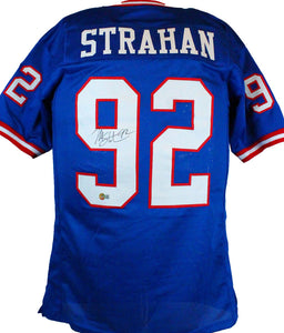 Michael Strahan Autographed Blue TB Pro Style Jersey-Beckett W Hologram *Black Image 1
