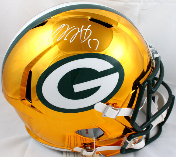 Davante Adams Autographed Green Bay Packers F/S Chrome Speed Helmet-Beckett W Hologram *White Image 1