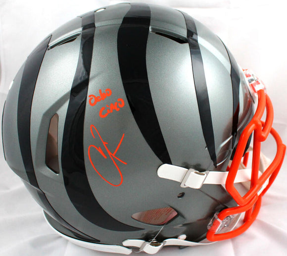 Chad Johnson Autographed Cincinnati Bengals F/S Flash Speed Authentic Helmet w/Insc.-Beckett W Hologram *Orange Image 1