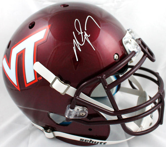 Michael Vick Autographed Virginia Tech F/S Schutt Authentic Helmet-Beckett W Hologram *White Image 1