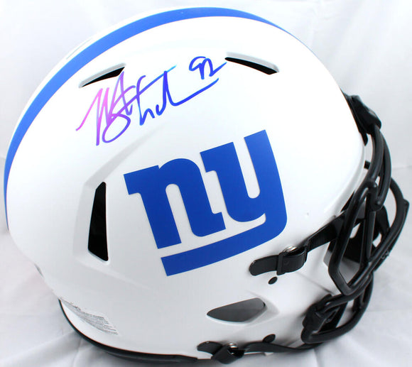 Michael Strahan Autographed NY Giants F/S Lunar Speed Authentic Helmet-Beckett W Hologram *Blue Image 1