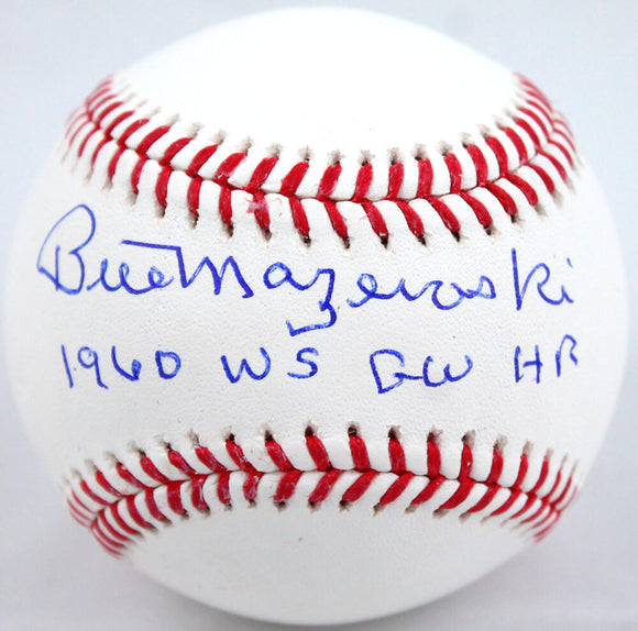 Bill Mazeroski Autographed Rawlings OML Baseball W/1960 WS GW HR-JSA W *Blue Image 1