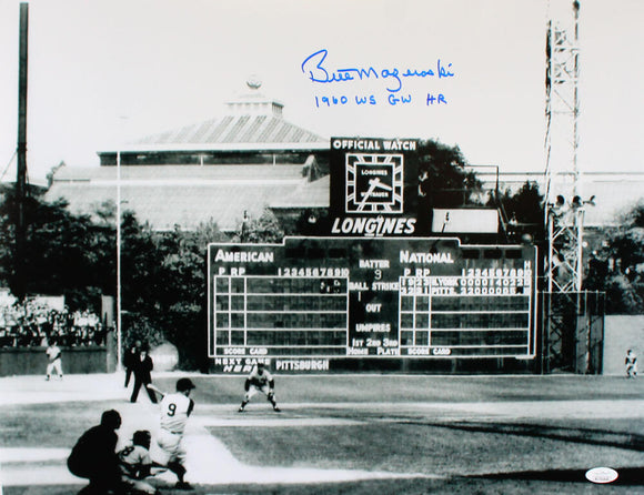 Bill Mazeroski  Autographed 16x20 1960 GW WS Home Run Photo-JSA W *Blue Image 1
