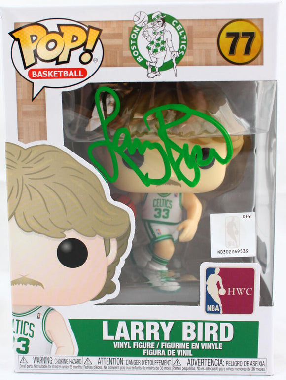 Larry Bird Autographed Boston Celtics Funko Pop Figurine-Beckett W Hologram *Green Image 1