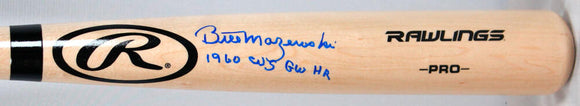 Bill Mazeroski Autographed Blonde Rawlings Pro Baseball Bat w/60 WS GW HR- JSA W *Blue Image 1
