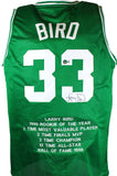 Larry Bird Autographed Green Pro Basketball STAT Jersey-Beckett W Hologram *Black Image 1