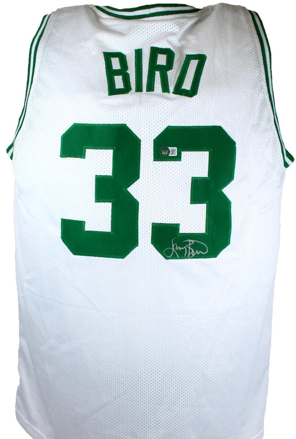 Larry Bird Autographed White Pro Basketball Jersey-Beckett W Hologram *Silver Image 1