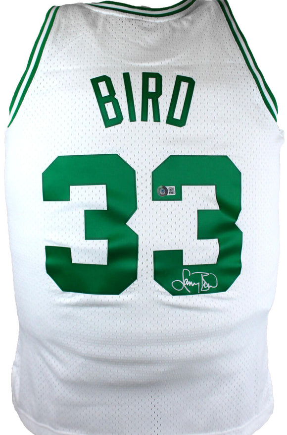 Larry Bird Autographed Celtics White Mitchell&Ness Hardwood Classic Swingman Jersey- Beckett W Hologram *Silver Image 1