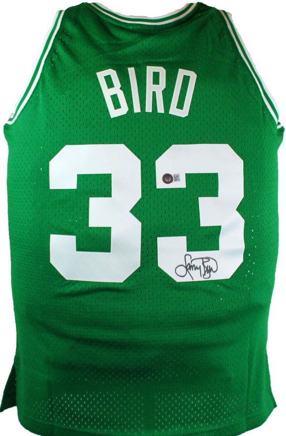 Larry Bird Autographed Celtics Green Mitchell&Ness Hardwood Classic Swingman Jersey- Beckett W Hologram *Black Image 1