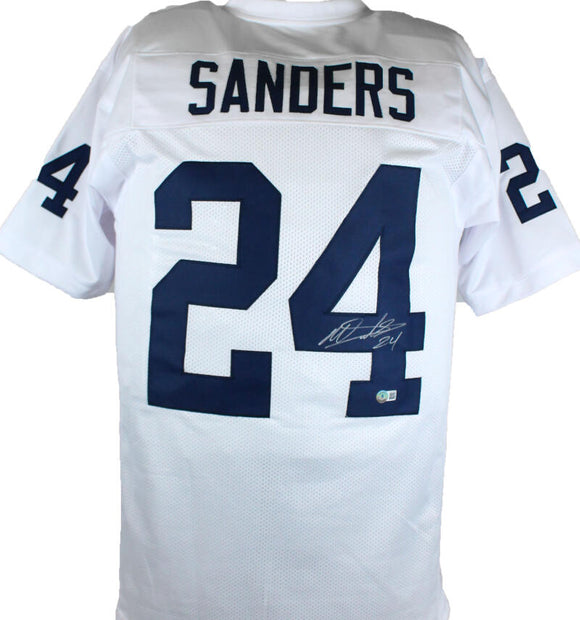 Miles Sanders Autographed White College Style Jersey-Beckett W Hologram *Silver Image 1