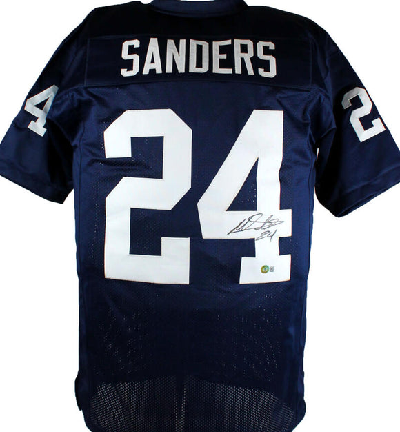 Miles Sanders Autographed Blue College Style Jersey-Beckett W Hologram *Black Image 1