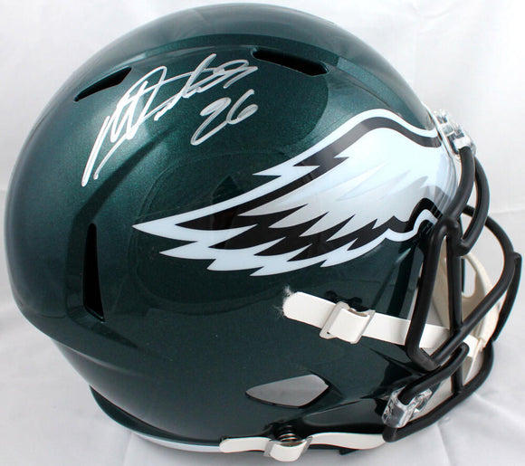 Miles Sanders Autographed Philadelphia Eagles F/S Speed Helmet-Beckett W Hologram *Silver Image 1