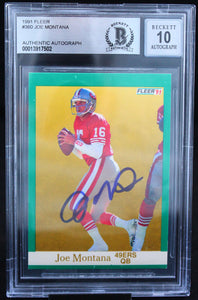 1991 Fleer #360 Joe Montana Auto San Francisco 49ers BAS Autograph 10  Image 1