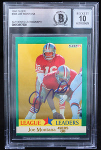 1991 Fleer #408 Joe Montana Auto San Francisco 49ers BAS Autograph 10  Image 1