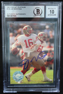 1991 Pro Set Platinum #139 Joe Montana Auto San Francisco 49ers BAS Autograph 10  Image 1