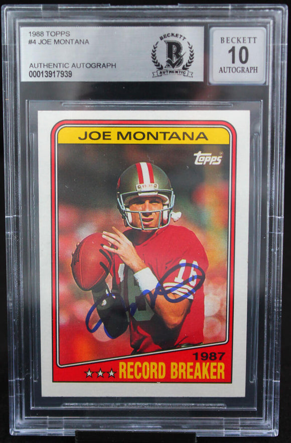 1988 Topps #4 Joe Montana Auto San Francisco 49ers BAS Autograph 10  Image 1