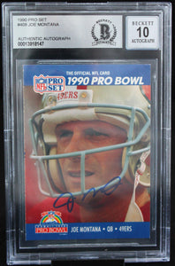 1990 Pro Set #408 Joe Montana Auto San Francisco 49ers BAS Autograph 10  Image 1