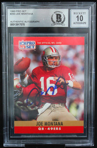 1990 Pro Set #293 Joe Montana Auto San Francisco 49ers BAS Autograph 10  Image 1