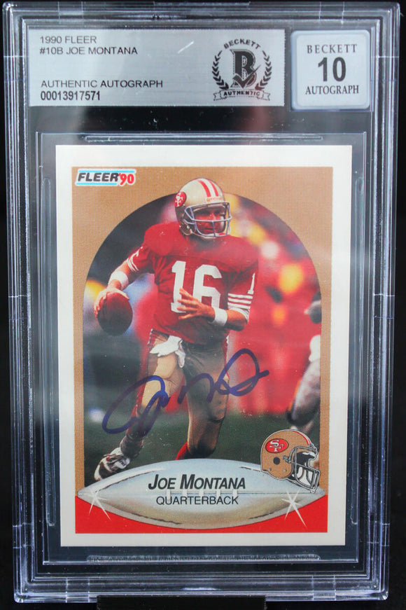 1990 Fleer #10B Joe Montana Auto San Francisco 49ers BAS Autograph 10  Image 1