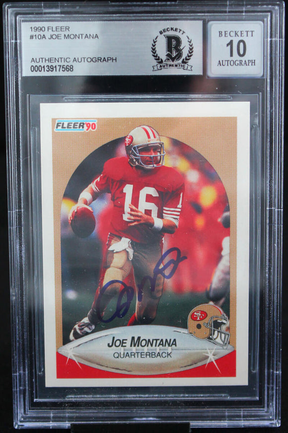 1990 Fleer #10A Joe Montana Auto San Francisco 49ers BAS Autograph 10  Image 1